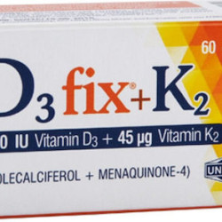 UNI-PHARMA D3 Fix + K2 Βιταμίνη για Ενίσχυση του Ανοσοποιητικού & την Υγεία των Οστών 2000iu 45mcg 60 ταμπλέτες