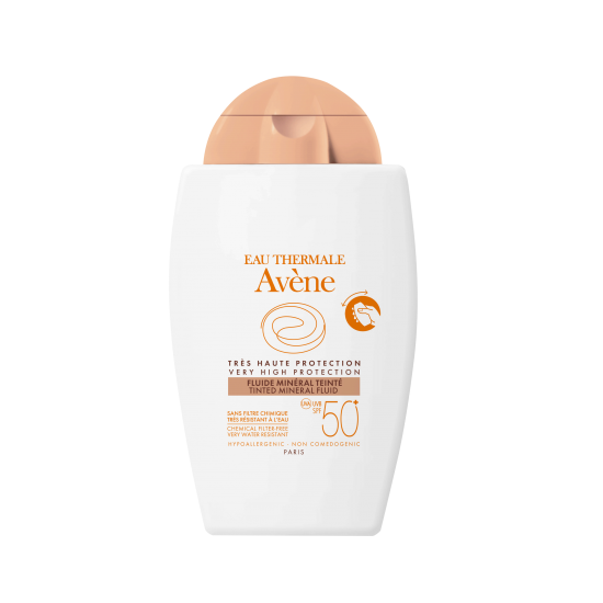 Avène - Fluide Minéral Με Χρώμα SPF 50+ - Αντηλιακή κρέμα προσώπου με λεπτόρρευστη & 100% φυσικά φίλτρα - 40ml