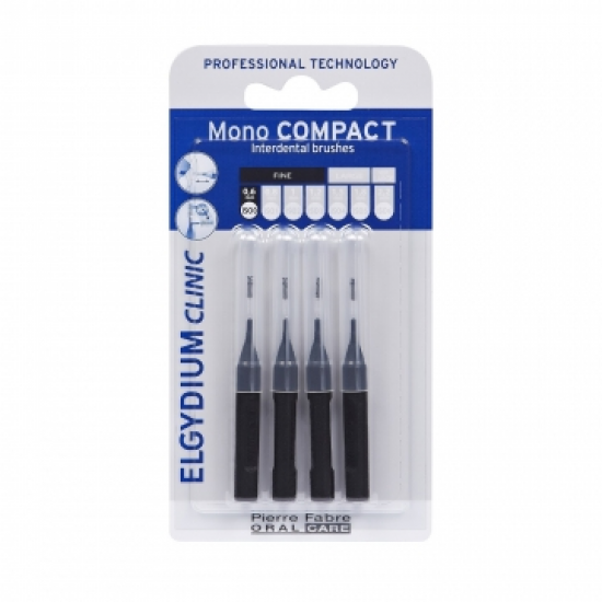 Elgydium Mono Compact  Μεσοδόντια Βουρτσάκια  0.35 - Μαύρα 4τμχ