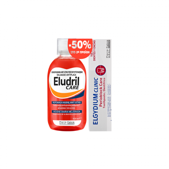 Elgydium Promo Eludril Care Στοματικό Διάλυμα 500ml & Elgydium Clinic Perioblock Care οδοντόκρεμα για Ερεθισμένα Ούλα 75ml -50% στο 2ο προϊόν