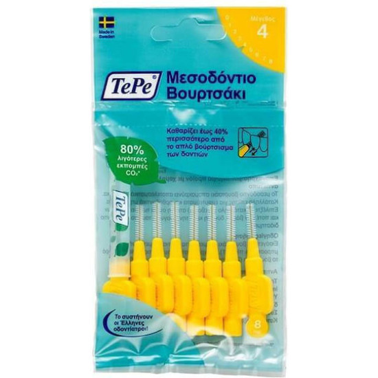 TePe Original Μεσοδόντια Βουρτσάκια 0.7mm Κίτρινα 8τμχ